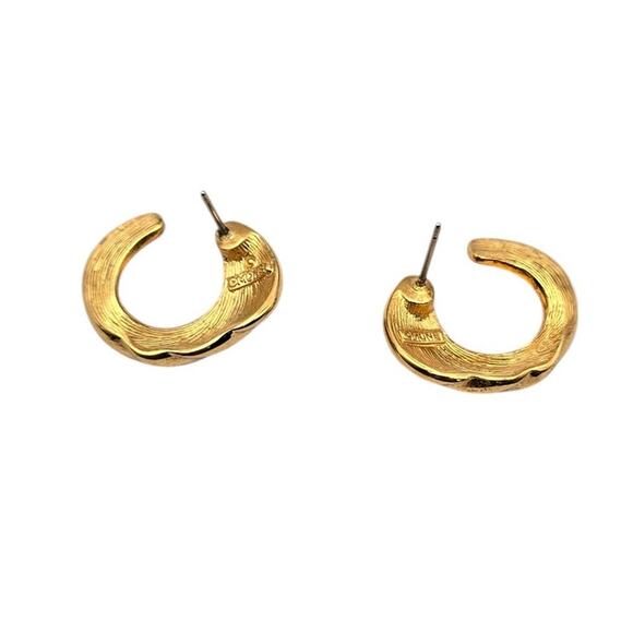 Monet Vintage Gold-Tone Textured Hoop Earrings - Picture 6 of 6